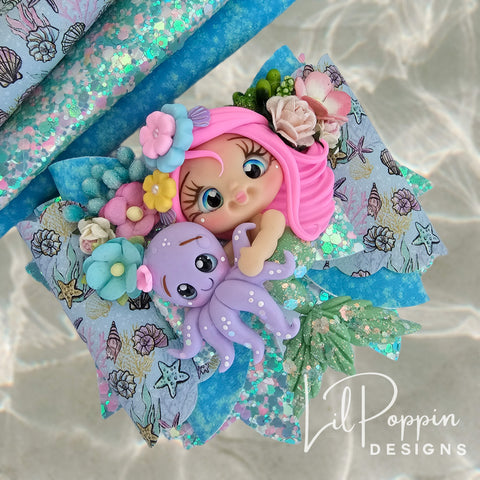 Mermaid with octopus deluxe hair bow